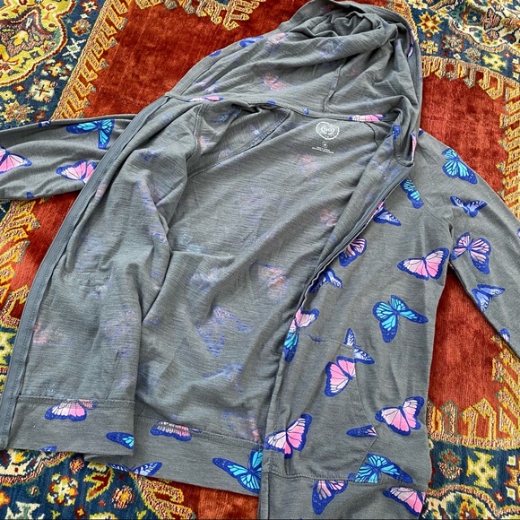 SO Authentic American Heritage Grey Butterfly Light Sweatshirt Hoodie Front Zip - Picture 10 of 10